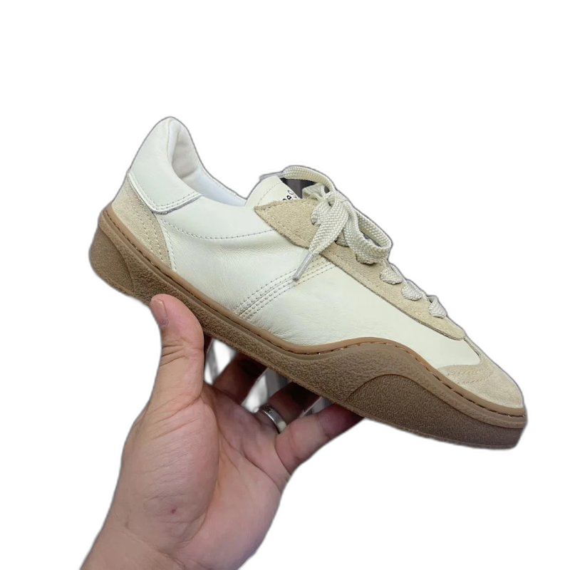 Acne Studios Beige Leather & Suede Minimalist Unisex Sneakers