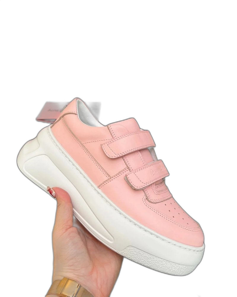 Acne Studios Pink Leather Dual-Strap Sneakers for Women