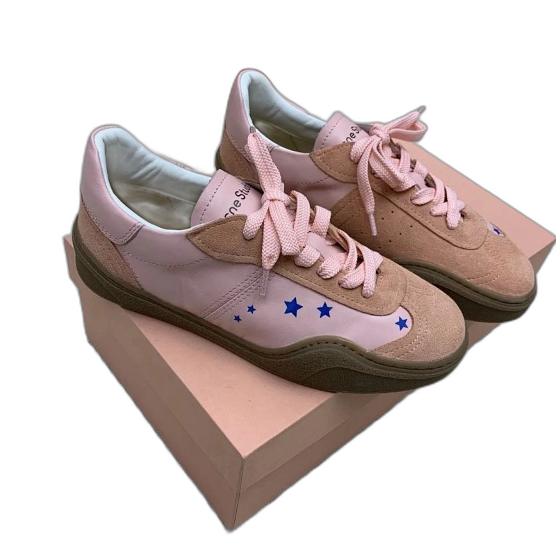 Acne Studios Pink Leather Suede Sneakers Unisex