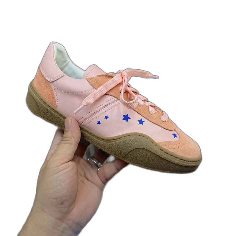 Acne Studios Pink Leather & Suede Star Sneakers, Unisex