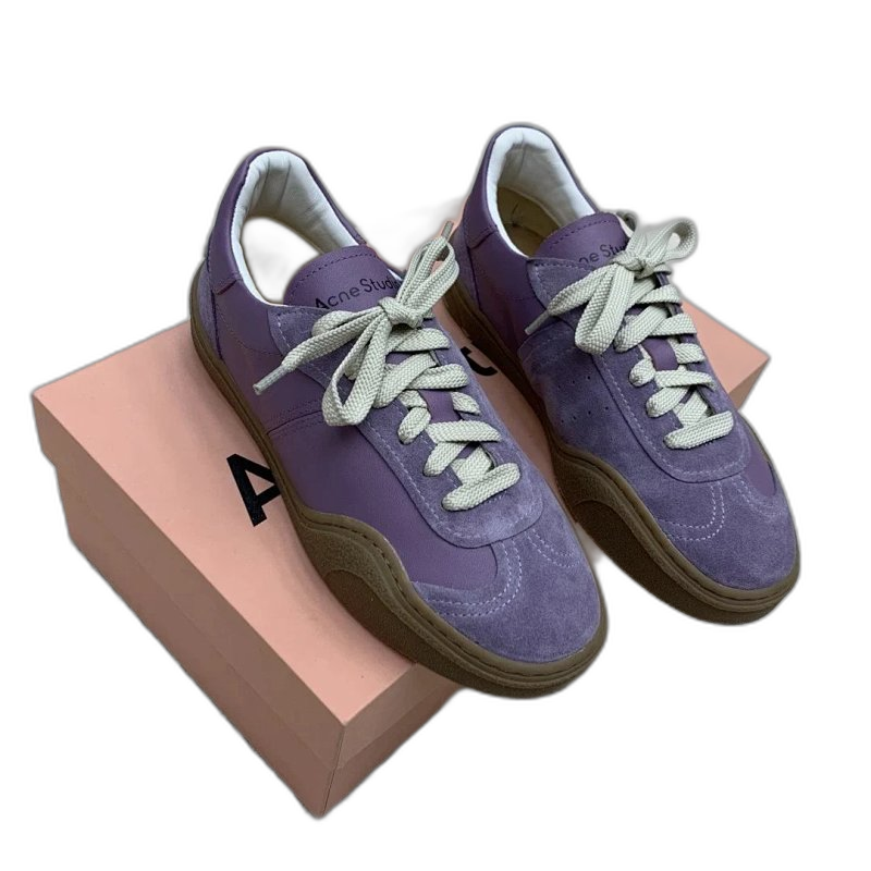 ACNE STUDIOS Purple Suede Unisex Minimalist Lace-Up Sneakers