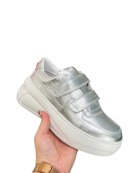 Acne Studios Silver Leather Sneakers | Unisex Buckle Design