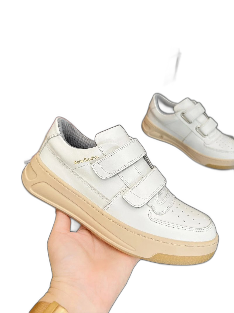 Acne Studios White Leather Dual Strap Unisex Sneakers