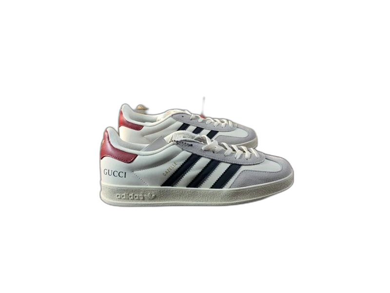 Adidas GAZELLE Grey Suede Sneakers - White/Red