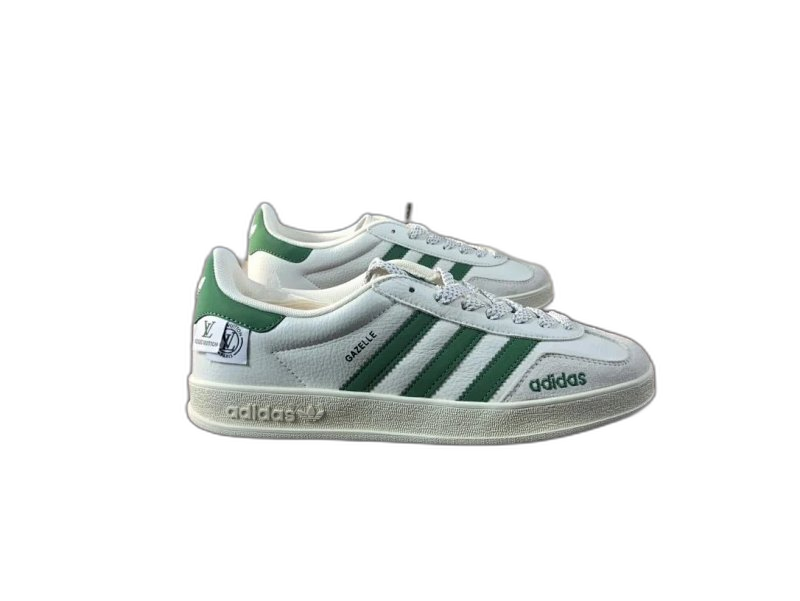 adidas GAZELLE White Green Leather Retro Sneakers Unisex