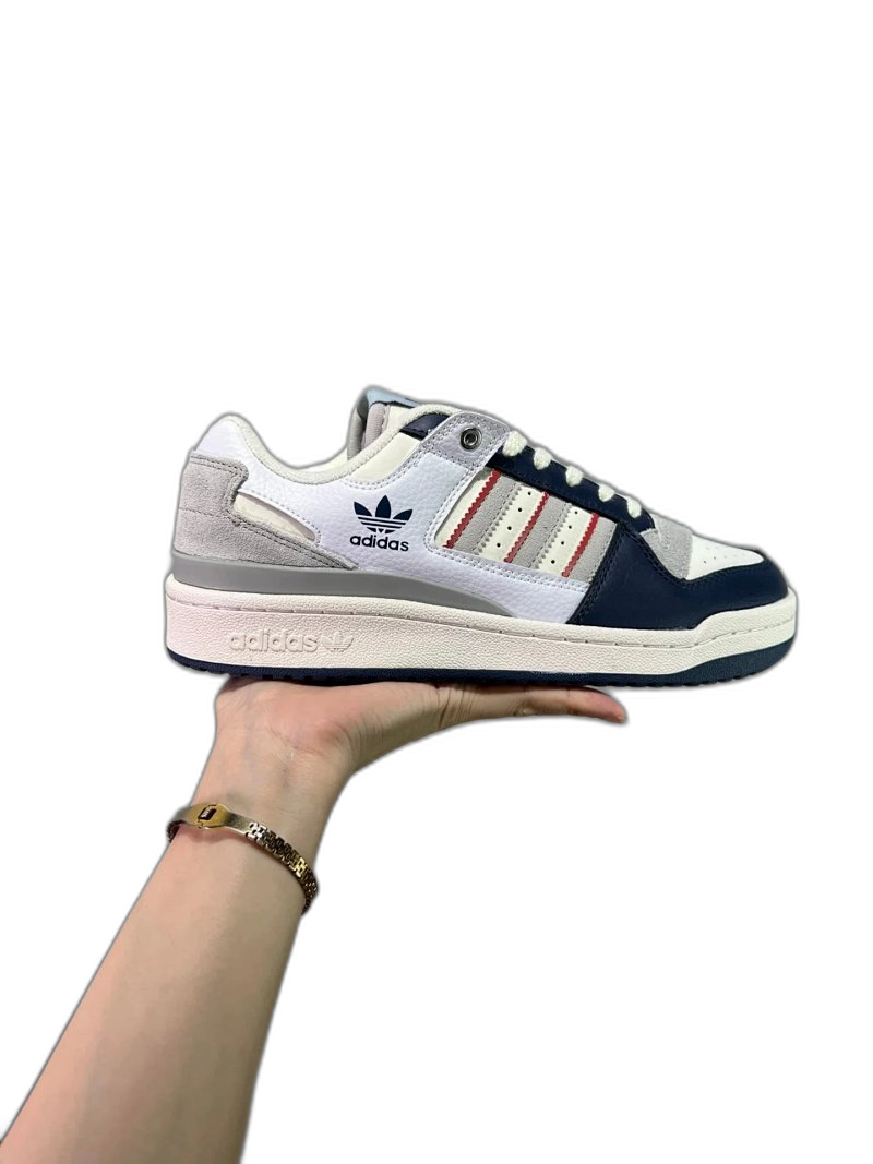 adidas Originals Grey White Blue Retro Sneakers, Leather & Suede