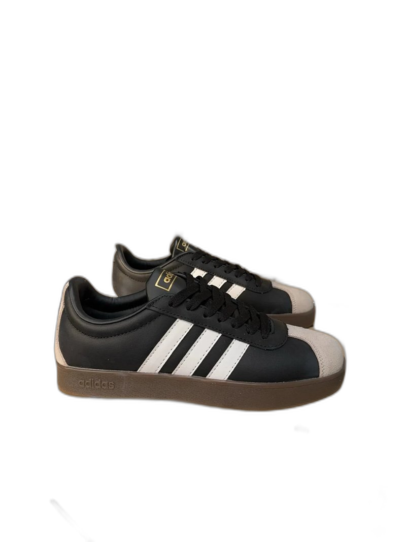 adidas Retro Leather Sneakers: Black/Grey, Cushioned Comfort