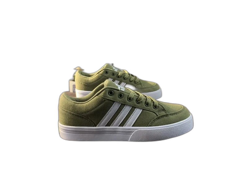 Adidas Retro Olive Green Cotton Sneakers, Unisex Comfort