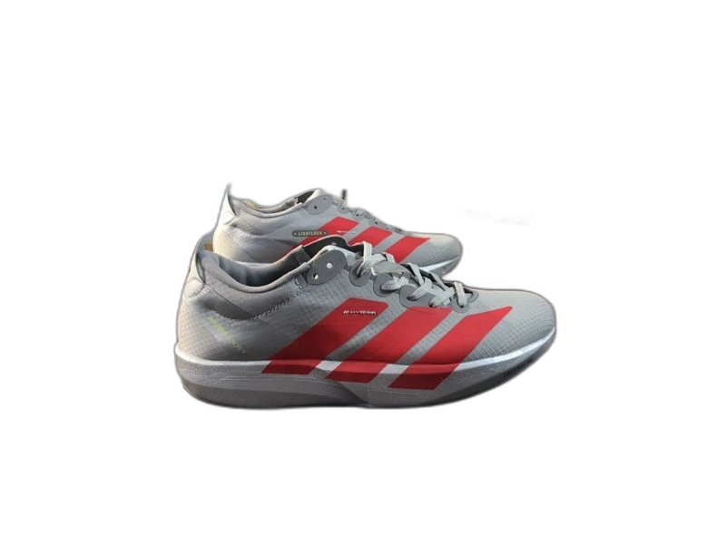 adidas Silver Grey Red Stripe Mesh Cushioned Unisex Sneakers