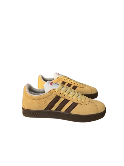 Adidas Suede Retro Sneakers: Yellow & Brown, Cushioned Comfort