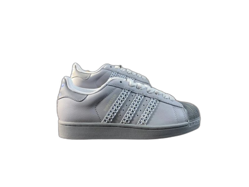 Adidas Superstar Light Grey Leather Retro Unisex Sneakers