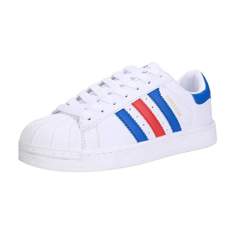 Adidas Superstar White Red Blue Leather Retro Unisex Sneakers