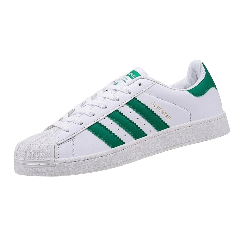 Adidas Superstar White/Green Leather Unisex Sneakers