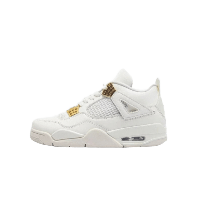 Air Jordan 4 Retro White Leather Sneakers Unisex