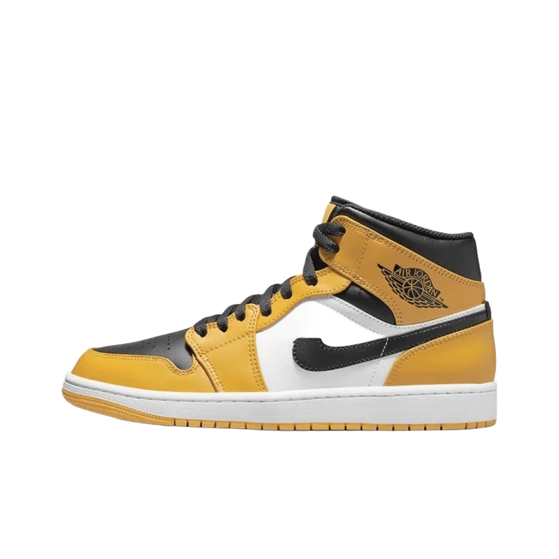 Air Jordan High Top Leather Sneakers: Black, Yellow, White