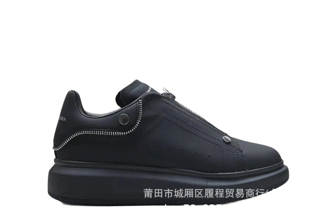 Alexander McQueen Black Leather Sneakers | Unisex Zip Detail