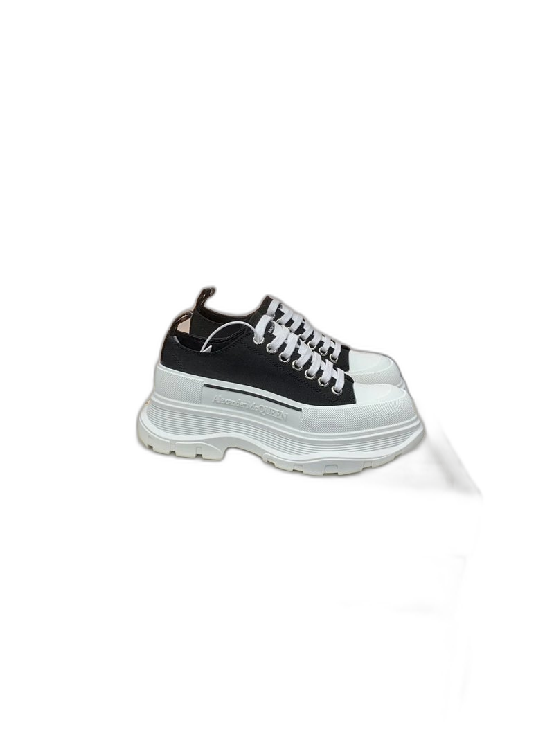 ALEXANDER MCQUEEN Black White Canvas Chunky Sole Sneakers
