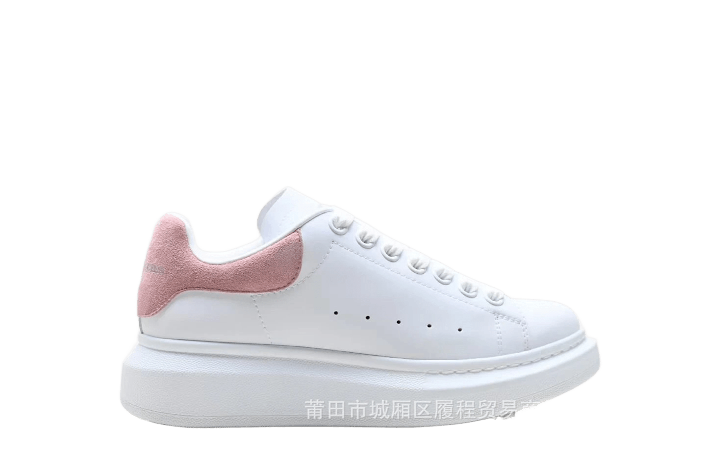 Alexander McQueen White Leather Platform Sneakers Pink Heel