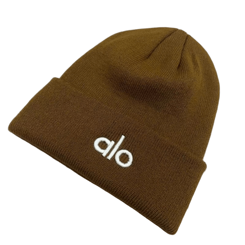 ALO Brown Knit Beanie - Warm Winter Hat, Unisex