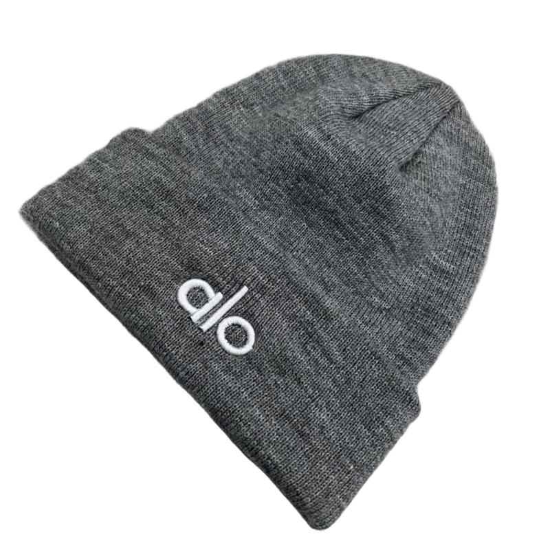 ALO Gray Knit Beanie for Men & Women | Winter Warm Unisex Cap