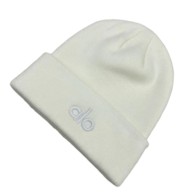 ALO Unisex Beanie: Soft White Knit Winter Hat, Cozy & Minimalist