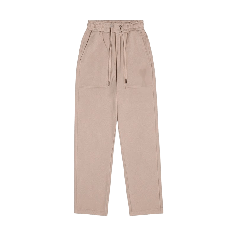 Amiclams Beige Chinos: Unisex Drawstring Waist Casual Pants