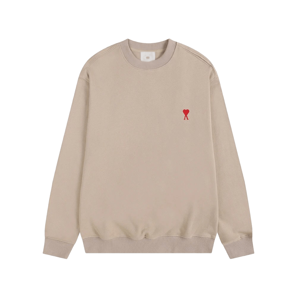 Amiclams Beige Sweatshirt: Unisex, Warm, Embroidered Heart