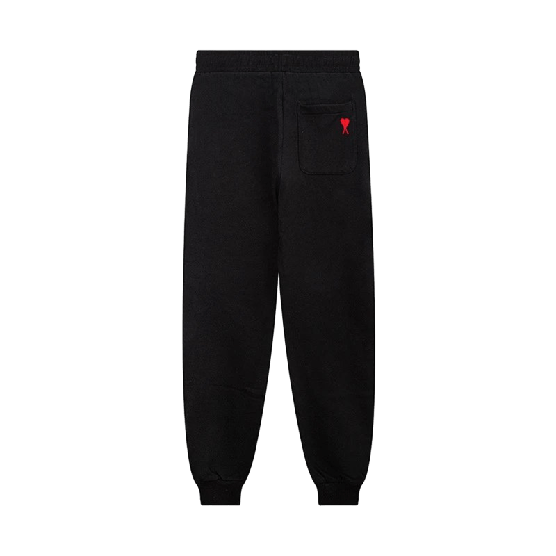Amiclams Black Casual Sport Pants with Red Heart - Unisex