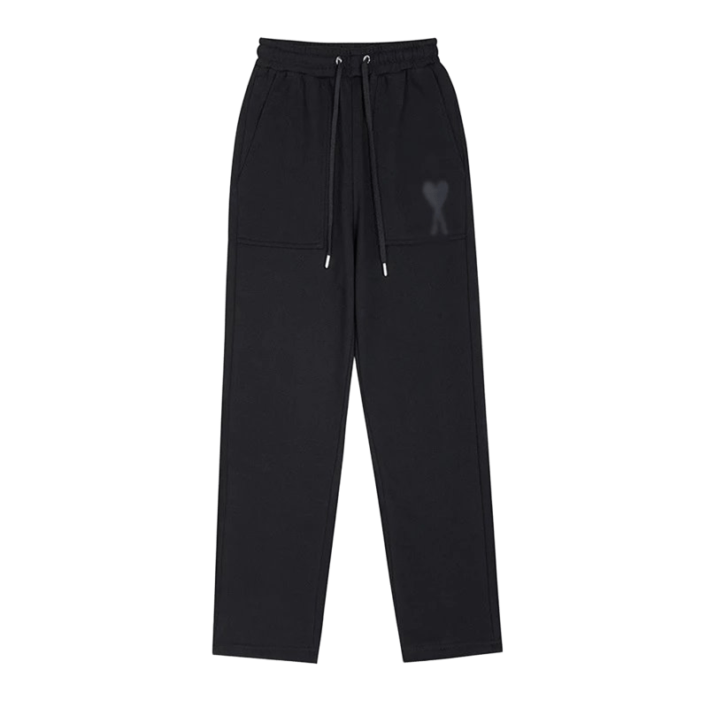 Amiclams Black Heart Joggers: Soft Unisex Casual Pants