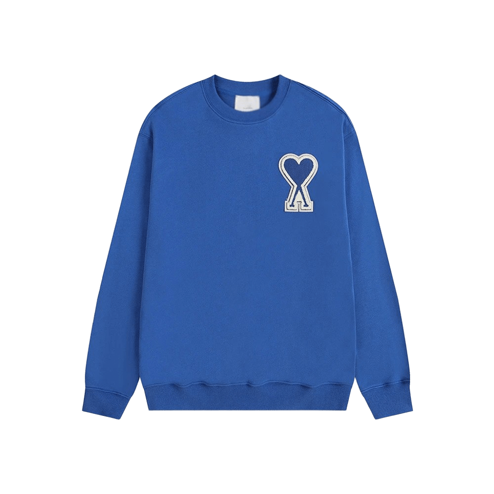 Amiclams Blue Cotton Hoodie: Embroidered Unisex Fall & Spring Wear