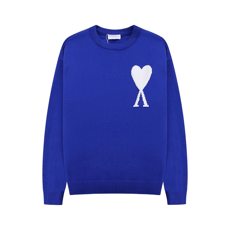 Amiclams Blue Knit Sweater with Heart Design