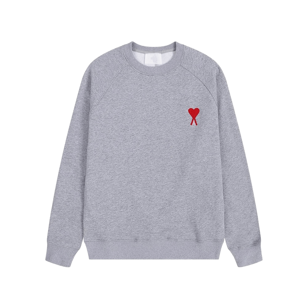 Amiclams Gray Hoodie: Cozy Cotton Unisex Sweatshirt with Heart