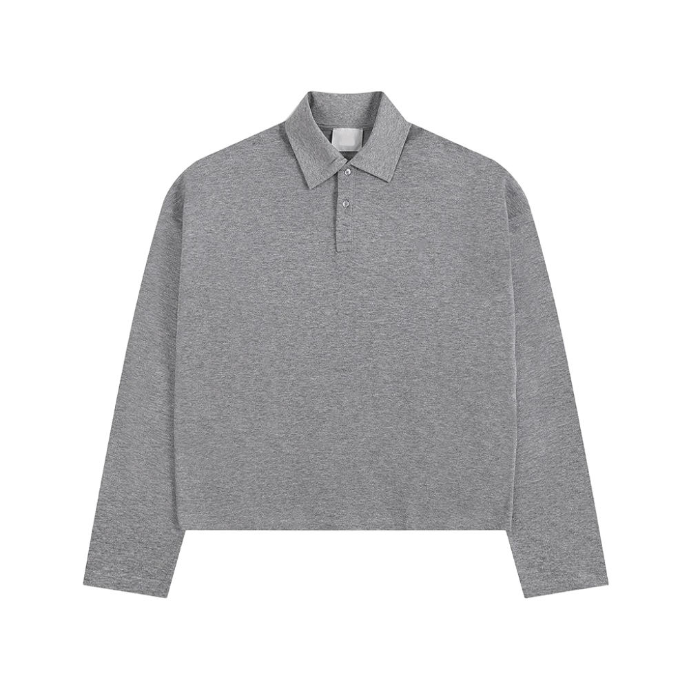 Amiclams Gray Long-Sleeve Polo Shirt for Men & Women