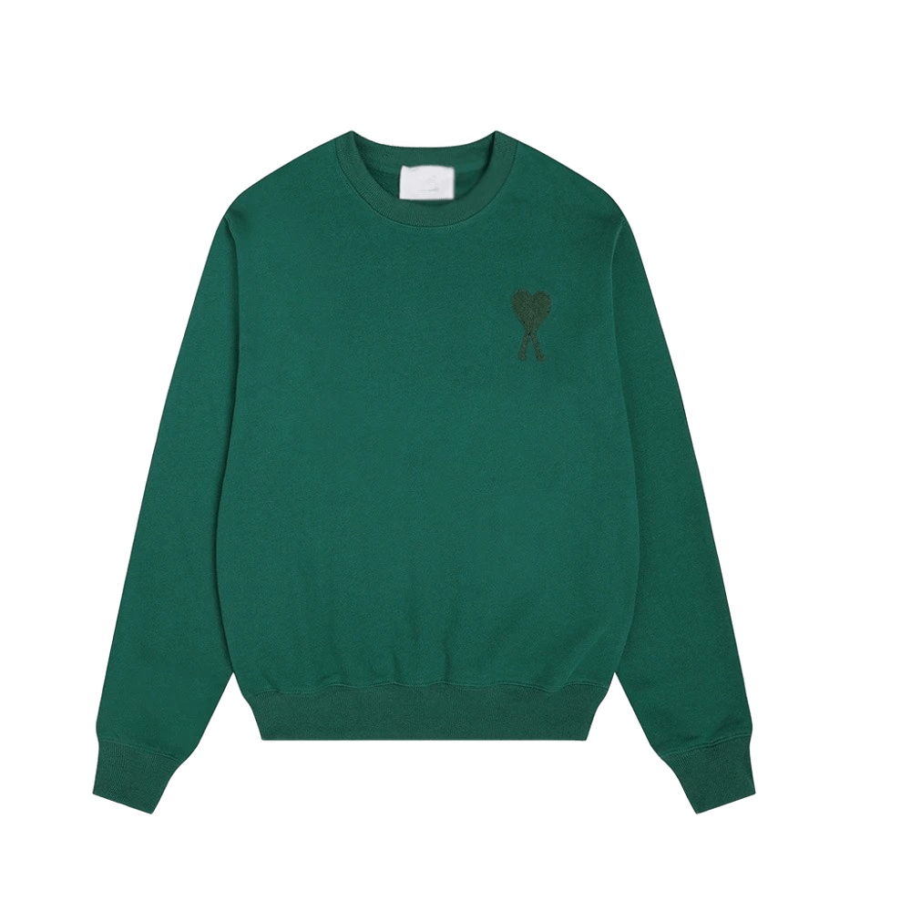 Amiclams Green Cotton Hoodie: Cozy Unisex Sweatshirt with Embroidered Logo