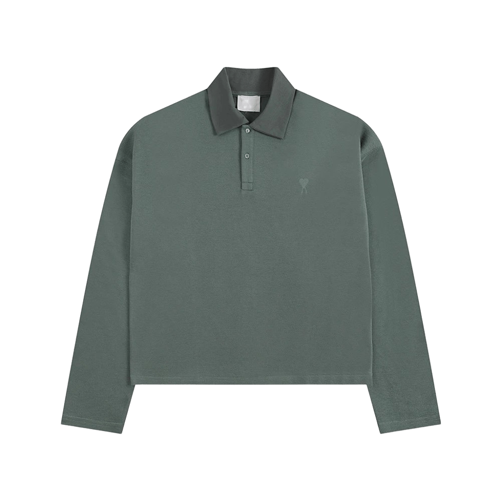 Amiclams Green Long-Sleeve Cotton Polo Shirt for Men & Women