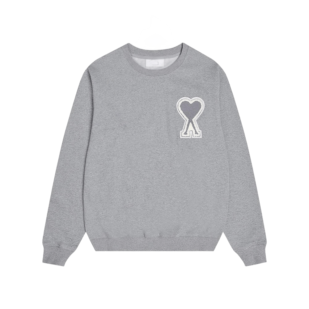 Amiclams Grey Hoodie: Embroidered Unisex Cotton Sweatshirt