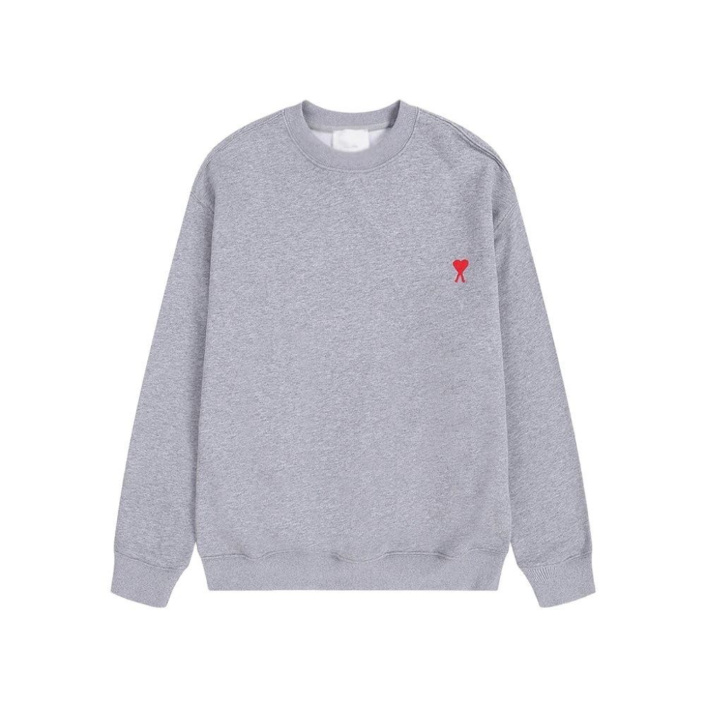 Amiclams Grey Hoodie: Soft Cotton Unisex Sweatshirt with Red Heart