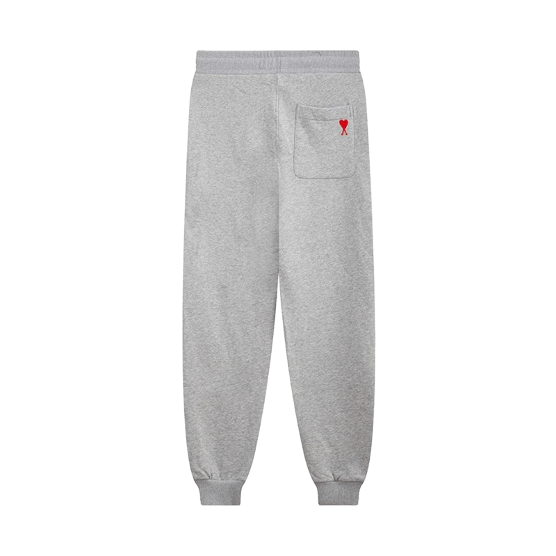 Amiclams Grey Sweatpants with Red Heart, Cozy Cotton