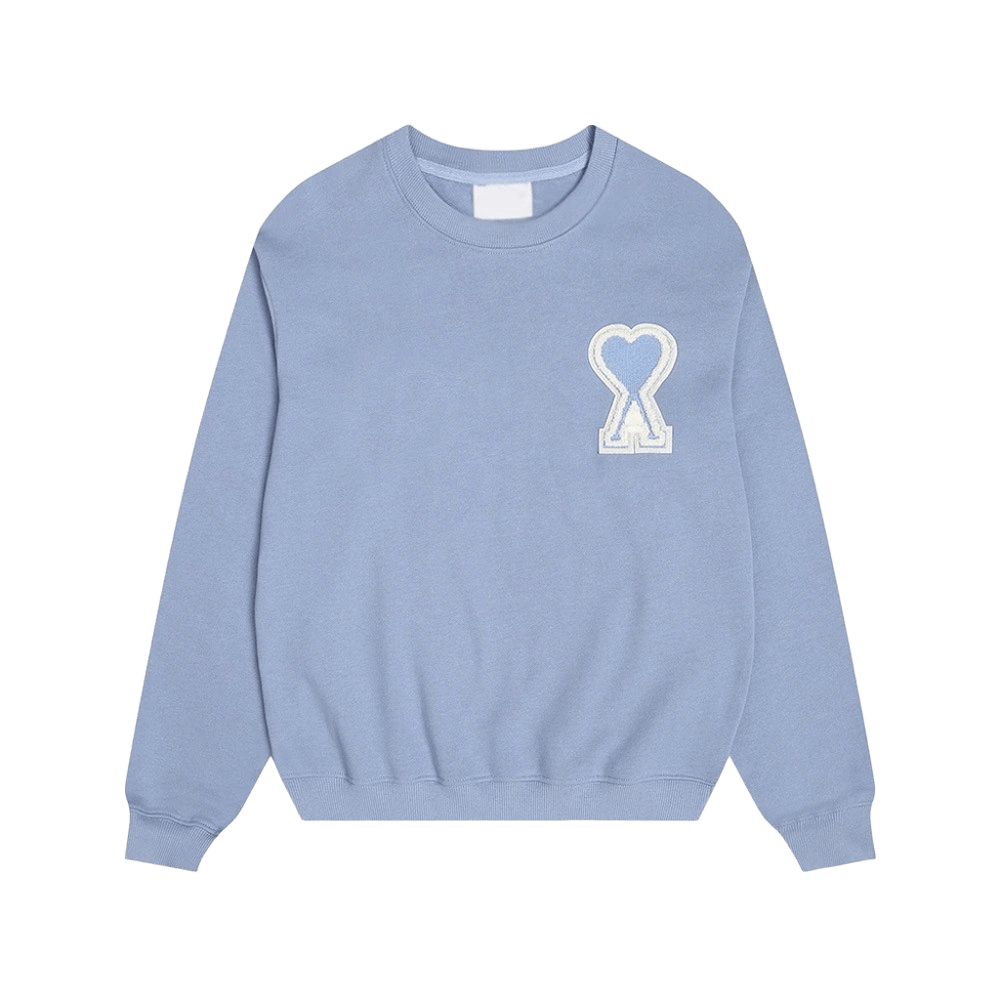 Amiclams Light Blue Heart Unisex Cotton Crewneck Sweatshirt