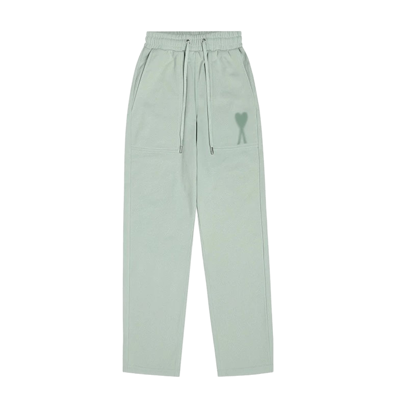 Amiclams Light Green Heart Print Sport Pants - Unisex & Comfy