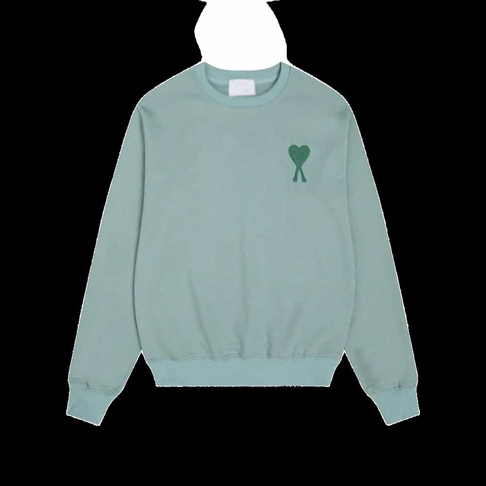 Amiclams Light Green Hoodie: Unisex Cotton Blend w/ Heart Logo