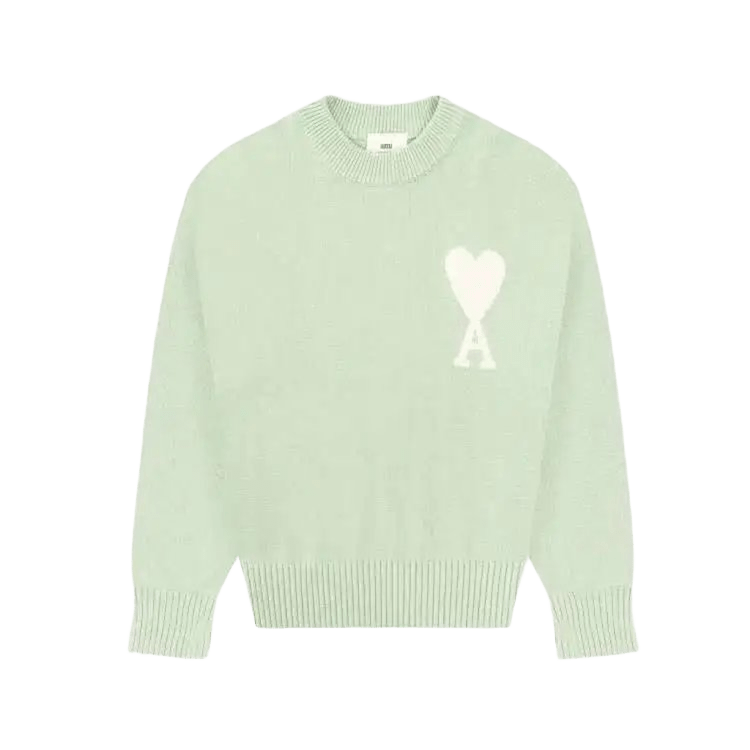 Amiclams Light Green Wool Sweater: Unisex Heart & A Design
