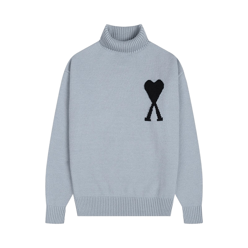 Amiclams Light Grey Wool Sweater: Unisex, Warm, High-Neck