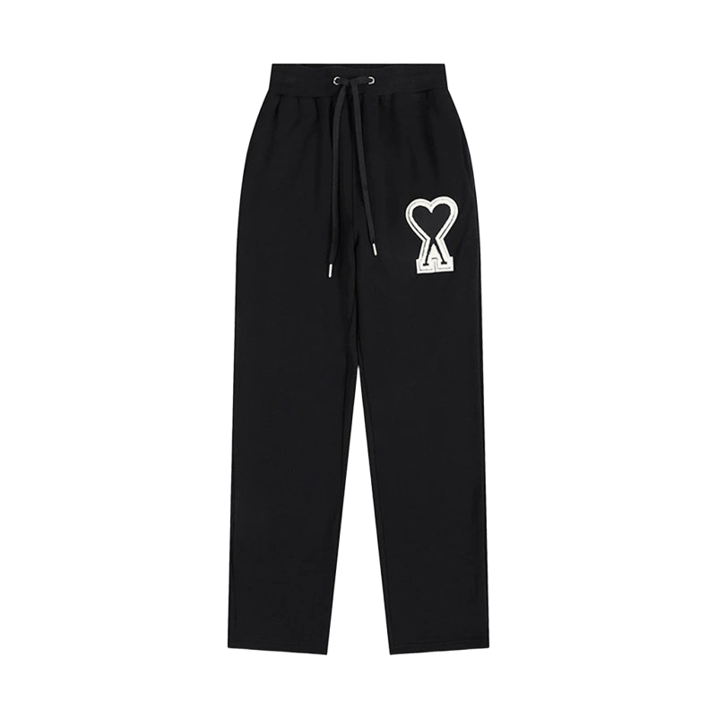 Amiclams Love Letter Pattern Black Pants - Soft Unisex