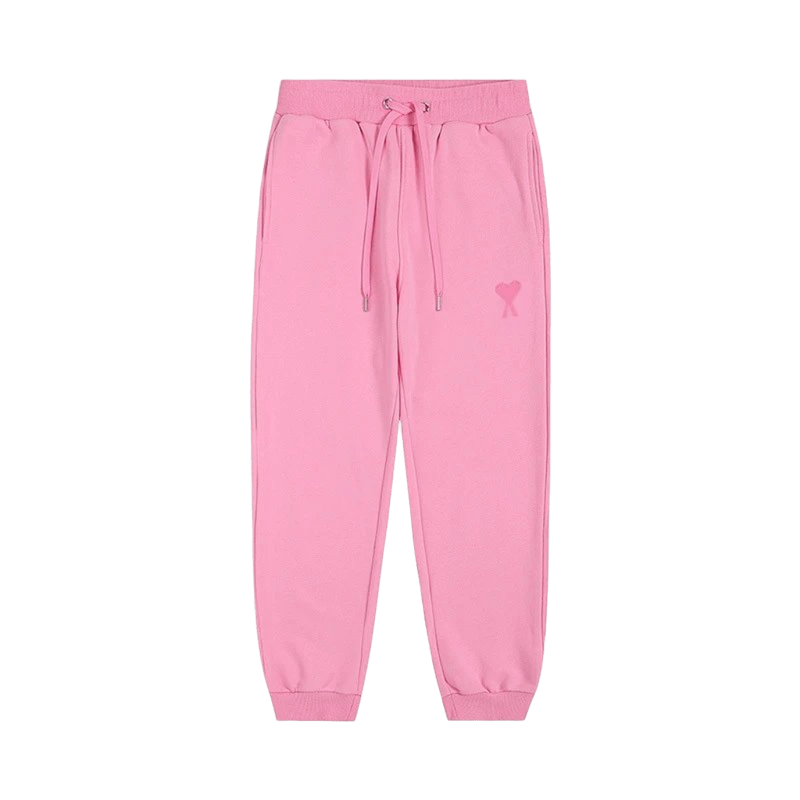 Amiclams Pink Cotton Unisex Pants with Heart Pattern