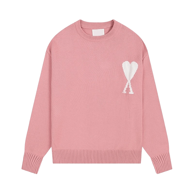 Amiclams Pink Knit Sweater: Cozy Chic Heart Design