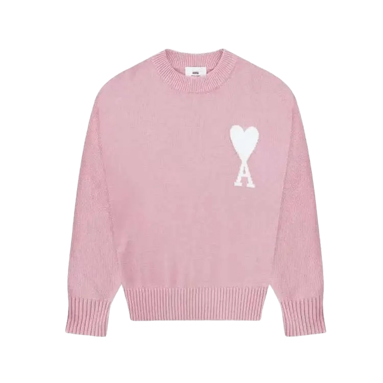 Amiclams Pink Love Knit Sweater: Cozy Unisex Pullover