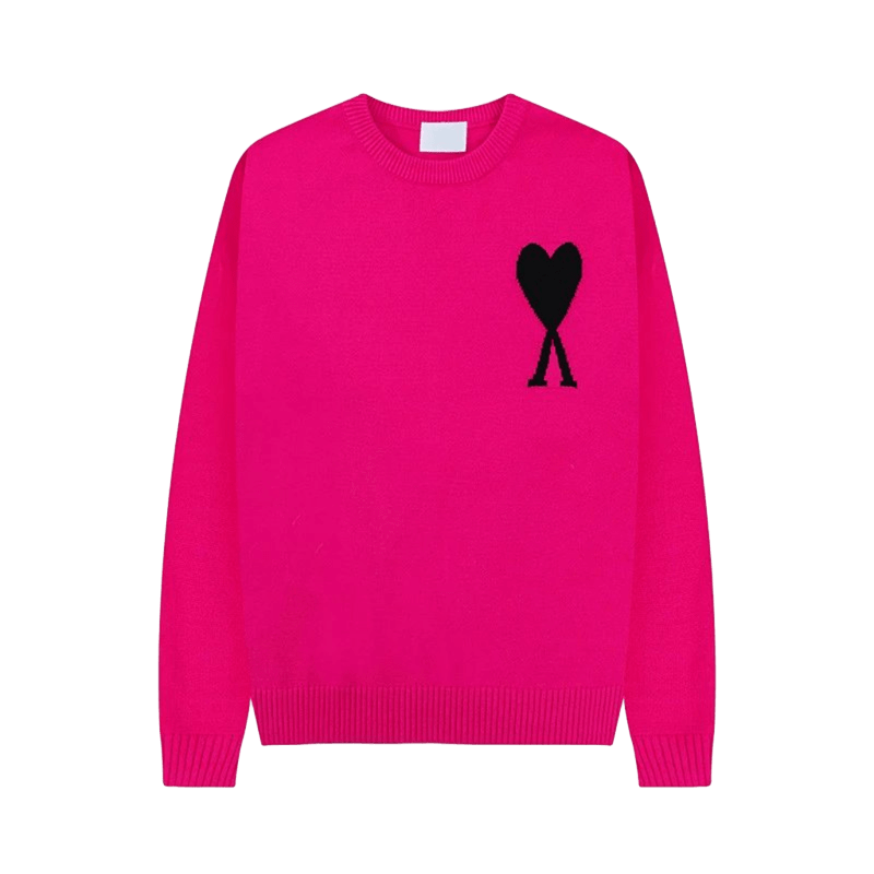 Amiclams Pink Wool Blend Sweater with Heart Design