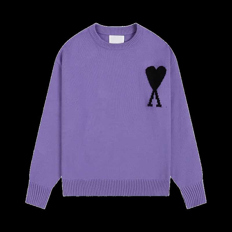 Amiclams Purple Knit Sweater: Love Series, Unisex & Warm