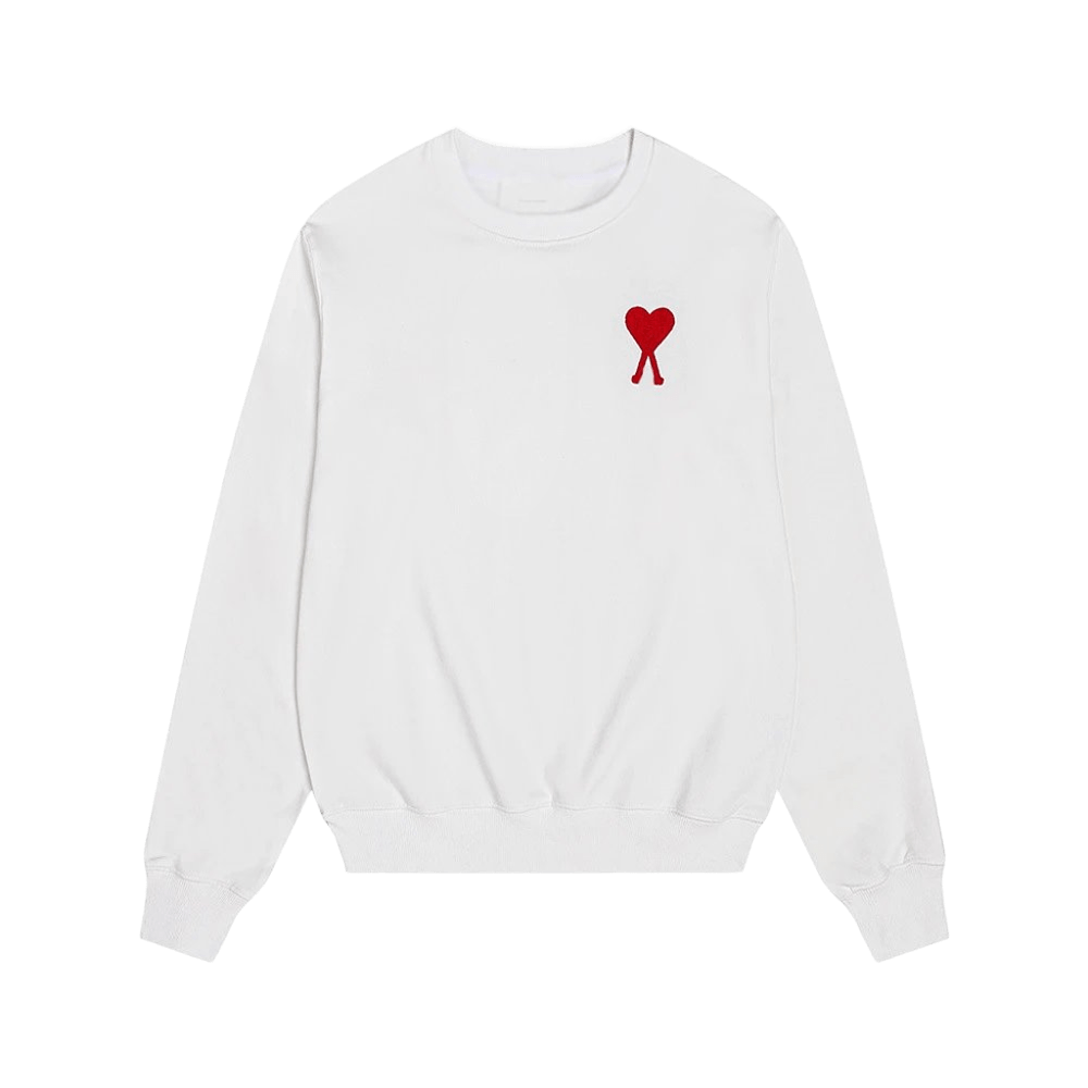 Amiclams White Hoodie: Red Heart X Design, Cozy Cotton, Unisex